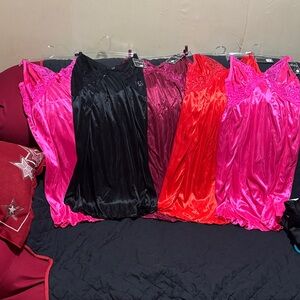 Elegant Women's Lace Nightgown Set - Black, Red, Pink